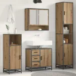 Set de mobilier pentru baie cu sertar 3 pcs Stejar Artizanal GartenMobel Dekor