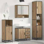 Set de mobilier pentru baie cu sertar 4 pcs Stejar Artizanal GartenMobel Dekor