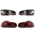 Faruri LED VW Golf 6 VI (2008-2013) Golf 7 3D Design Red Strip GTI LED Dinamic cu Stopuri R20 Performance AutoTuning