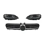 Faruri LED G7.5 Look cu Grila Centrala VW Golf 7 VII G7.5 (2012-2017) Rline Design Crom Performance AutoTuning