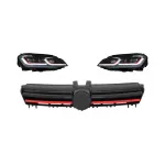 Faruri LED cu Semnal Dinamic cu Grila VW Golf 7 VII (2013-2017) R Design Rosu Performance AutoTuning