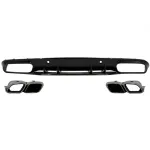 Difuzor Bara Spate MERCEDES C-Class C205 A205 Coupe Cabriolet (2014-2019) Facelift C63S Design Silver Tips Performance AutoTuning