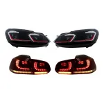 Faruri LED si Stopuri FULL LED VW Golf 6 VI (2008-2013) Facelift G7.5 GTI Design Rosu Semnalizare Secventiala LHD Performance AutoTuning