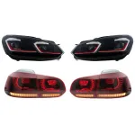 Faruri LED si Stopuri FULL LED VW Golf 6 VI (2008-2013) Facelift G7.5 GTI Design Rosu Semnalizare Secventiala LHD Performance AutoTuning