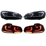 Faruri LED si Stopuri FULL LED VW Golf 6 VI (2008-2013) Facelift G7.5 Look Silver Semnalizare Secventiala LHD Performance AutoTuning