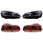 Faruri LED si Stopuri FULL LED VW Golf 6 VI (2008-2013) Facelift G7.5 Look Silver Semnalizare Secventiala LHD Performance AutoTuning
