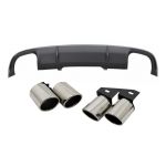 Difuzor Bara Spate cu Ornamente Evacuare AUDI A4 B9 8W Sedan/Avant (2016-2018) S4 Design pentru Bara Standard Gri Performance AutoTuning