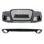 Bara Fata cu Difuzor Bara Spate si Ornamente Evacuare AUDI A6 4G Facelift (2015-2018) RS6 Design Performance AutoTuning