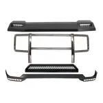 Kit BullBar Bare Protectie si Eleron Frontal LED cu Prelungire Superioara si Prelungire Bara Fata DRL LED MERCEDES G-Class W463 (1989-2018) G63 G65 Design Performance AutoTuning