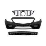 Bara Fata cu Grila si Difuzor MERCEDES C-Class W205 S205 (2014-2018) C63 Design Negru Performance AutoTuning
