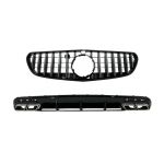 Difuzor Bara Spate cu Ornamente evacuare si Grila Centrala Mercedes S-Class C217 Coupe (2018-2020) S63 GT-R Design Negru Crom Performance AutoTuning