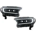 Faruri LED Light Bar Dynamic Start-up Display Ford Ranger Raptor (2015-2020) LHD Negru cu Semnal Dinamic Matrix Projector Performance AutoTuning