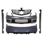 Pachet Exterior cu Grila Centrala Negru Lucios Mercedes C-Class W204 (2007-2014) Facelift C63 GT-R Panamericana Design Performance AutoTuning