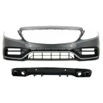 Bara Fata cu Difuzor Spate si Ornamente evacuare Mercedes C-Class A205 Cabrio C205 Coupe (2014-2019) Facelift Design Negru Crom Performance AutoTuning