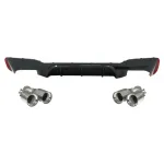 Difuzor Bara Spate Negru Lucios cu Tobe Ornamente Crom BMW Seria 5 G30 G31 (2017-2020) M5 Design Performance AutoTuning