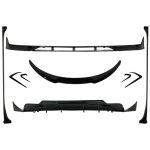 Pachet Exterior Complet de Extensii Tesla Model 3 (2017-up) Prelungire Bara Fata cu Difuzor de aer si Eleron Negru Lucios Performance AutoTuning