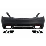 Bara Spate cu Difuzor si Ornamente tobe Negru Emerald Mercedes S-Class W222 Facelift (07.2017-08.2020) Sedan Performance AutoTuning