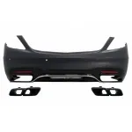 Bara Spate cu Difuzor si Ornamente tobe Negru Emerald Mercedes S-Class W222 Facelift (07.2017-08.2020) Sedan Performance AutoTuning