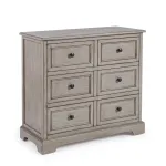 Comoda cu 6 Sertare din Lemn Masiv si MDF Gri Patinat Margaret Bizzotto, Dimensiuni 75x32x70 cm