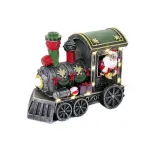 Decoratiune Craciun, polirasina, Mos Craciun in locomotiva impodobita, LED, 3xAA, 18x9.2x14 cm, Magic Home GartenVIP DiyLine