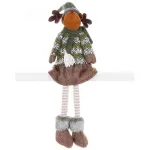 Decoratiune Craciun, fata ren in fusta, tesatura, verde-maro, 21x14x70 cm, MagicHome GartenVIP DiyLine