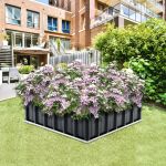 Jardiniera gradina Zevenaar 90 x 90 x 30 cm otel galvanizat [en.casa] HausGarden Leisure