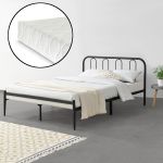 Pat dormitor Hanco 160 cu saltea metal negru mat [en.casa] HausGarden Leisure