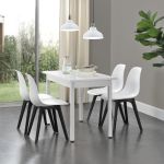 [en.casa]® Set patru bucati scaune design Ava, 83 x 54 x 48 cm, plastic, alb/negru HausGarden Leisure