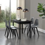 [en.casa]® Set patru bucati scaune design Ava, 83 x 54 x 48 cm, plastic, gri/negru HausGarden Leisure
