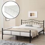 [en.casa]® Vintage pat frantuzesc cadru metalic - cu saltea spuma rece - 180 x 200 cm (negru) HausGarden Leisure