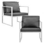 Set 2 scaune exterior Lerum metal/poliester alb/gri deschis [casa.pro] HausGarden Leisure