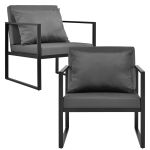 Set 2 scaune exterior LerumS metal/poliester negru/gri inchis [casa.pro] HausGarden Leisure