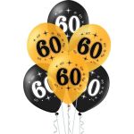 Set 10 baloane 60 ani negru si auriu 30cm StarHome GiftGalaxy