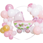 Set 41 baloane Baby Girl si suport rotund din plastic StarHome GiftGalaxy