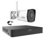 Sistem supraveghere video 1 camera IP Wi-Fi 2MP Smart IR 30m, 2.8mm, Microfon, NVR 4 canale 4K UNV, accesorii SafetyGuard Surveillance