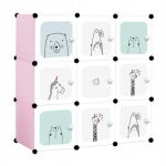 Dulap modular pentru copii, Mufart, plastic, 9 compartimente, alb si roz, 110x37x110 cm GartenVIP DiyLine