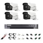 Kit supraveghere ultraprofesional Hikvision 4 camere 8MP 4K, 80 IR, accesorii incluse, live internet SafetyGuard Surveillance
