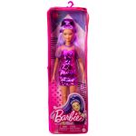 PAPUSA BARBIE FASHIONISTA CU PAR MOV CU ROCHIE CU UMERI BUFANTI SuperHeroes ToysZone