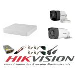 Sistem supraveghere video Hikvision 2 camere 5MP Turbo HD, IR80m si IR40m, DVR Hikvision 4 canale, full accesorii SafetyGuard Surveillance