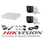 Sistem supraveghere video Hikvision 2 camere 5MP Turbo HD IR 80 M cu DVR Hikvision 4 canale  full accesorii, cablu coaxial SafetyGuard Surveillance