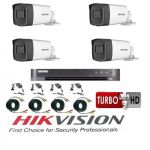 Sistem supraveghere video Hikvision 4 camere 2MP Turbo HD, IR80m si IR40m, DVR Hikvision, HARD 500GB, full accesorii SafetyGuard Surveillance