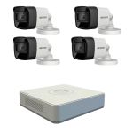 Sistem supraveghere video profesional  Hikvision 4 camere de exterior 5MP Turbo HD cu IR 80M,  live internet SafetyGuard Surveillance