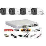 Sistem supraveghere video profesional exterior 4 camere 2MP Hikvision Turbo HD  40m IR  full accesorii  accesorii, internet SafetyGuard Surveillance
