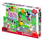 Puzzle 3 in 1 - Mickey si Minnie sportivii (3 x 55 piese) PlayLearn Toys
