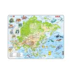 Puzzle maxi Harta Asiei cu animale, orientare tip vedere, 63 de piese, Larsen EduKinder World