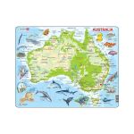 Puzzle maxi Harta Australiei cu animale, orientare tip vedere, 65 de piese, Larsen EduKinder World
