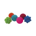 Set 6 mingiute colorate tactile din cauciuc natural, 10 cm, Rubbabu EduKinder World