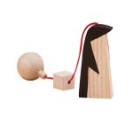 Jucarie Montessori din lemn, pinguin pentru centru activitati, negru-lemn natur, Mobbli EduKinder World