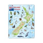 Puzzle maxi Noua Zeelanda cu animale (limba engleza), orientare tip portret,  71 de piese, Larsen EduKinder World