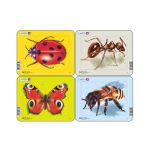 Set 4 Puzzle mini Insecte cu Albina, Buburuza, Fluture, Furnica, orientare tip vedere, 5 piese, Larsen EduKinder World